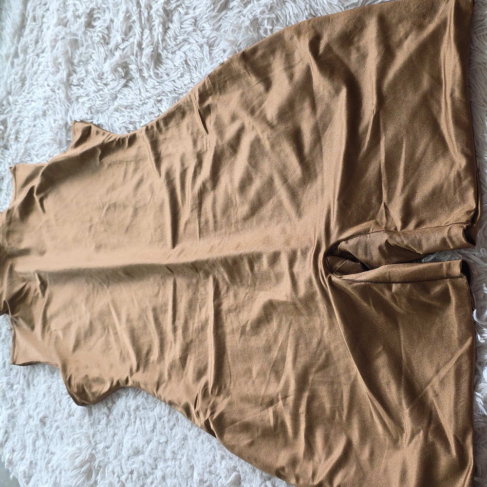 SKIMS All-In-One Shine Mock Neck Mid Thigh Onesie Carmel 3X NWT